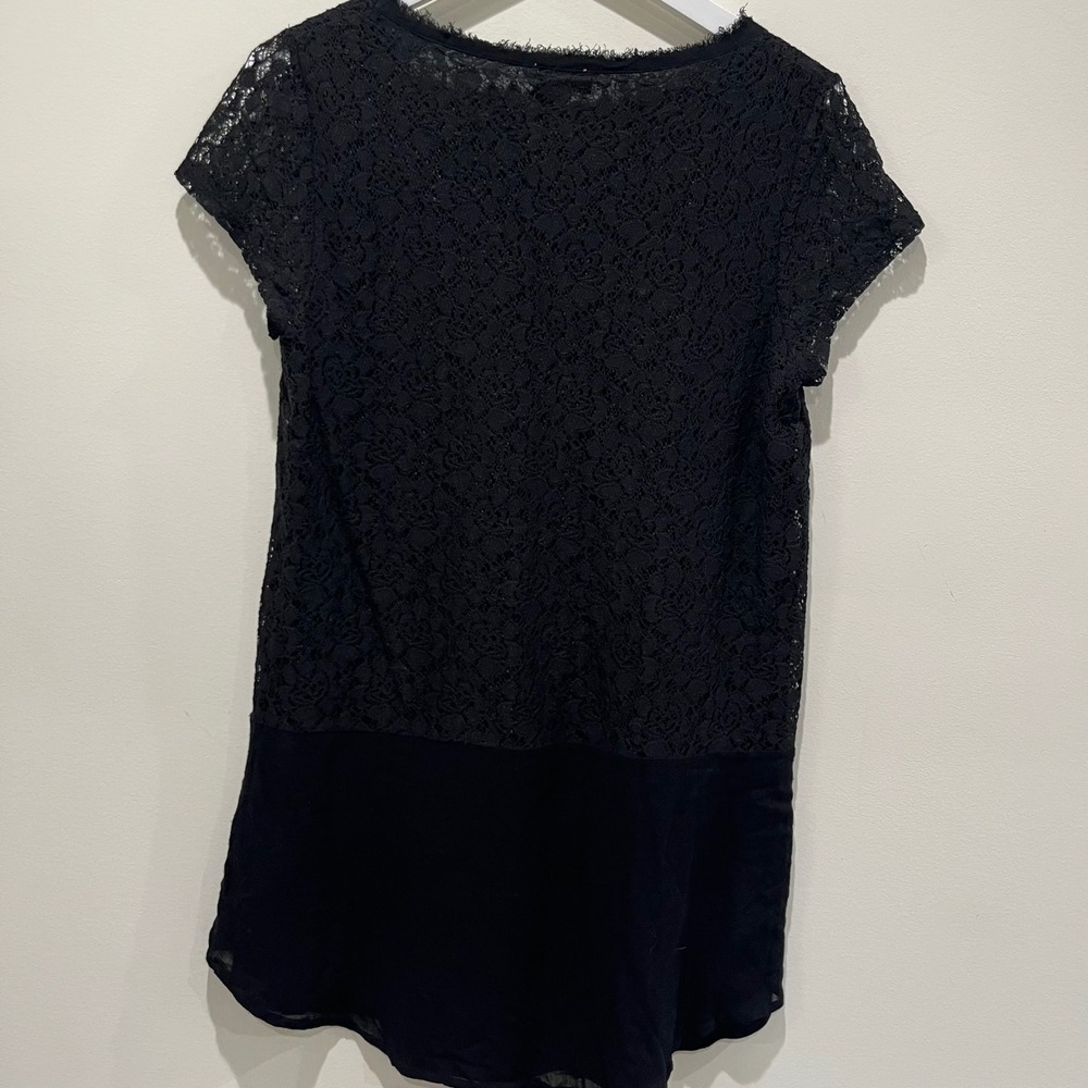 Meadow Rue Lace Top Women Size M Black Short Sleeve Sheer  Boho Dark Romantic - Picture 4 of 7